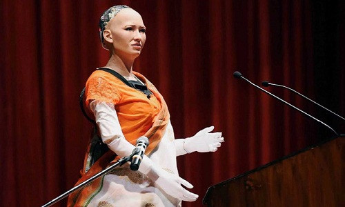 Nữ robot công dân sở hữu một hộp sọ bằng nhựa, trông không bắt mắt. Ảnh: NDTV.