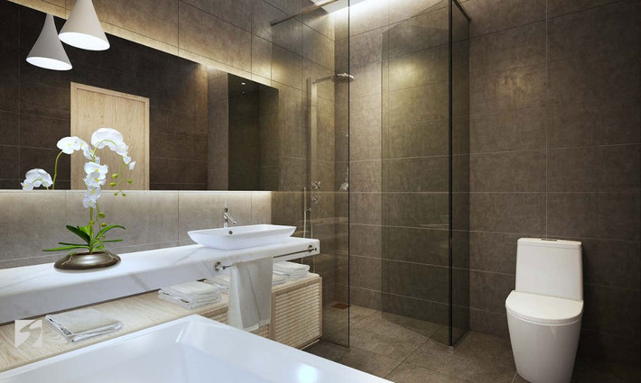 Phòng tắm xứng tầm với căn biệt thự hiện đại. Nguồn ảnh: Galaxy Design.