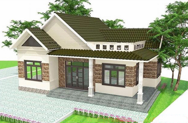 Phổ biến nhất hiện nay là mẫu nhà cấp 4 mái thái thiết kế 3 phòng ngủ riêng, đảm bảo không gian sinh hoạt và nghỉ ngơi cho gia đình. Ảnh: Internet.
