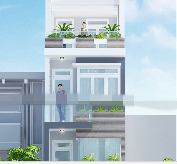 Mang kiến trúc hiện đại, nhà ống 3 tầng đẹp ở khối hình đơn giản nhưng rất hợp lý. Ảnh: Xaydungbietthudep.