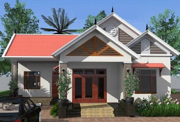 Mẫu nhà cấp 4 nông thôn thiết kế dạng ống gồm 3 phòng ngủ, 2 nhà vệ sinh, 1 phòng khách. Ảnh: 9x interior.