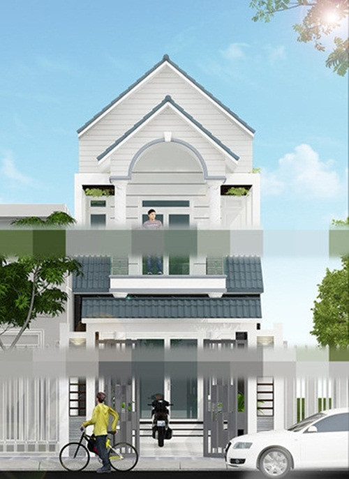 Nhà 2 tầng mái thái hiện đại có kết cấu kiên cố, với những đường nét khỏe khoắn. Ảnh: Xaydungnhadepmoi.