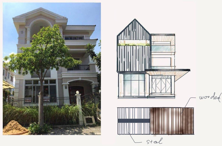 Căn biệt thự đơn lập nằm trong khu Phú Mỹ (TP HCM) được xây dựng và hoàn thiện từ năm 2008 nhưng chưa đáp ứng được nhu cầu về kiến trúc hiện đại của gia chủ.