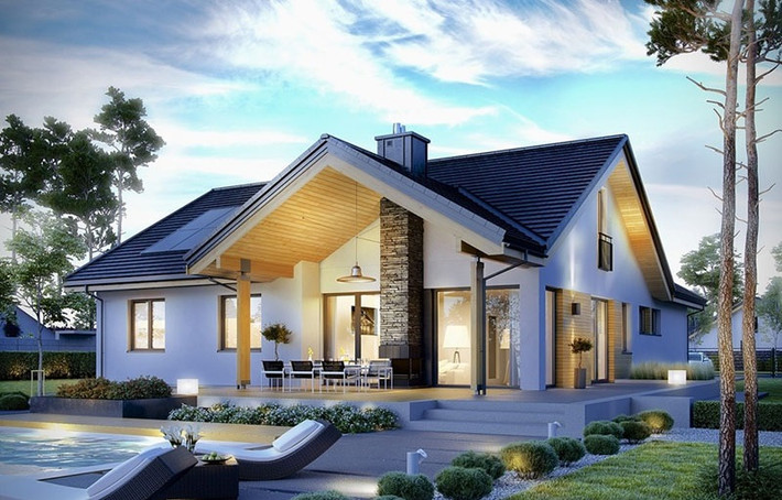 Mẫu nhà cấp 4 thiết kế dựa theo những mẫu biệt thự cao cấp mang lại sự sang trọng tuyệt đối cho gia chủ. Ảnh: Internet.