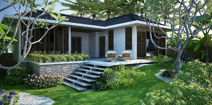 Mẫu nhà vườn đơn giản thích hợp với diện tích đất rộng, gia đình nhiều thành viên. Ảnh: Nhadat.