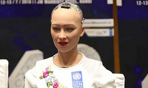 Sophia khoác trên mình bộ áo dài trắng truyền thống của Việt Nam. Ảnh: Tuổi trẻ.