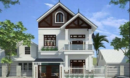 Công trình nổi bật với kiến trúc biệt thự mini 1 trệt 1 lầu phong cách hiện đại. Ảnh: Xaydungducloc.