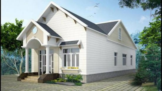 Nhà ống mái thái gồm 3 phòng ngủ, 1 phòng khách, 1 nhà bếp và 1 nhà vệ sinh đáp ứng nhu cầu của gia đình 4-5 người. Ảnh: 2nhadep.