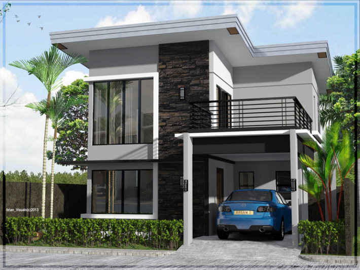 Thiết kế nhà 2 tầng đơn giản. Màu trầm giúp ngôi nhà thoát ra khỏi sự nặng nề của bê tông, cốt thép. Ảnh: Xaynhasaigon.