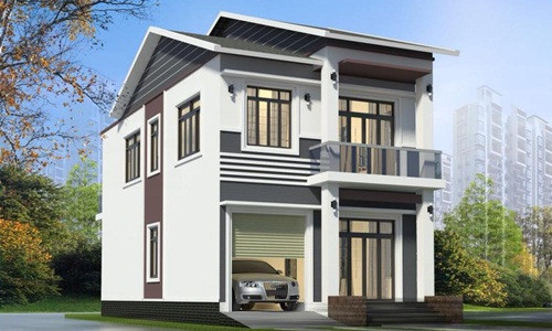 Mẫu nhà mái ngói dốc trước và sau cá tính phối cùng nâu trầm và xám khói mang đến vẻ đẹp vừa ấm áp, vừa cứng cáp. Ảnh: Chấn Văn.