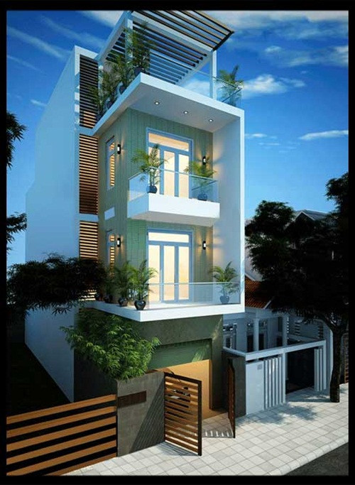 Mặt tiền nhà phố sử dụng các loại vật liệu có tính tương tác cao với môi trường như đá granite, đá ốp nhân tạo, kính cách nhiệt cường lực...Ảnh: Xaynhasaigon.