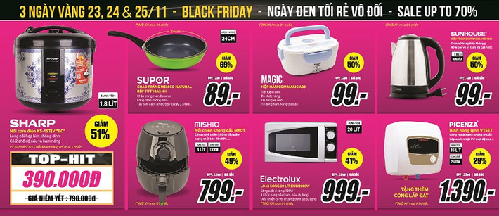 Cùng với đồ điện tử, các mặt gia dụng cũng được Mediamart giảm giá tới 50%. Ảnh: Mediamart.