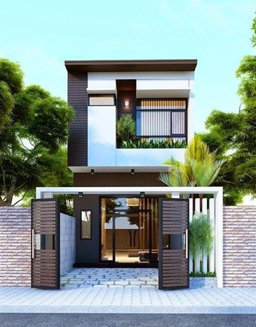 Mẫu nhà ống 2 tầng có thiết kế hiện đại, lối trang trí đơn giản, với kinh phí dự kiến 1,2 tỷ đồng. Ảnh: Xaynhasaigon.