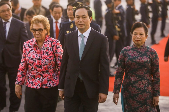 Chủ tịch nước Trần Đại Quang và Phu nhân tới Peru dự APEC. (Nguồn: Vụ thông tin báo chí)
