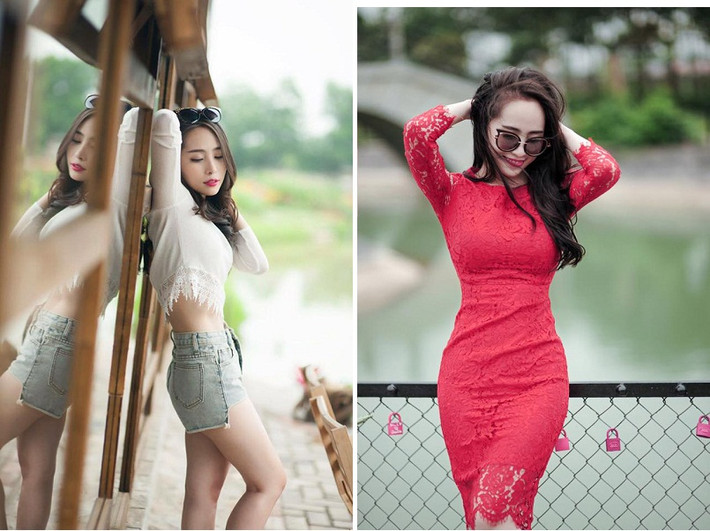 Quỳnh Nga - bà xã Doãn Tuấn cao 1m59. Dù không có lợi thế về chiều cao song Quỳnh Nga lại sở hữu số đo ba vòng quyến rũ. Đặc biệt, “cá sấu chúa” còn có làn da trắng ngần thu hút người đối diện.