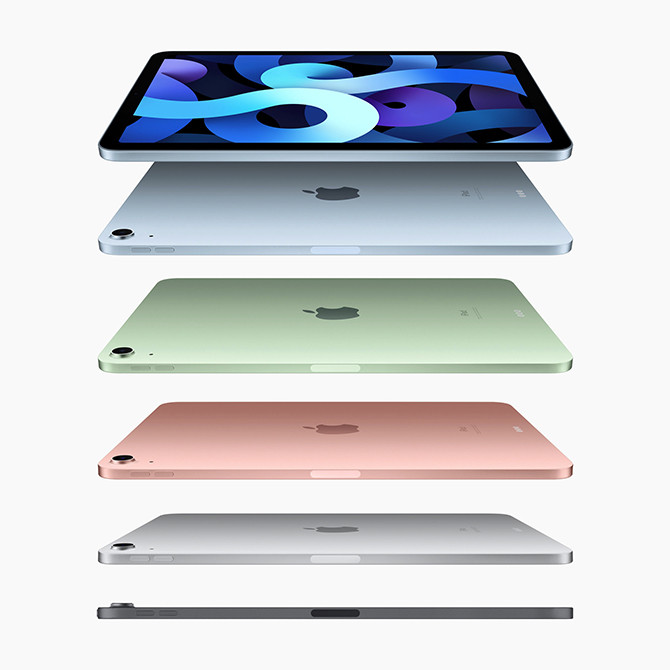 Đây cũng là lần đầu tiên iPad Air có tới 5 lựa chọn màu sắc, bao gồm xám đen, bạc, hồng, xanh lá nhạt và xanh dương, bộ nhớ 32GB hoặc 128GB.