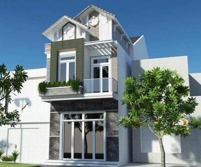 Nhà 2 tầng 1 tum có diện tích nhà mặt tiền nhỏ hẹp là một trong số các kiểu nhà ở thu hút sự quan tâm của gia chủ. Ảnh: Internet.