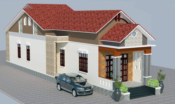 Ngôi nhà thiết kế phòng khách rộng rãi liên thông cùng phòng bếp theo chiều ngang ngôi nhà. Ảnh: Xaynhacucre.