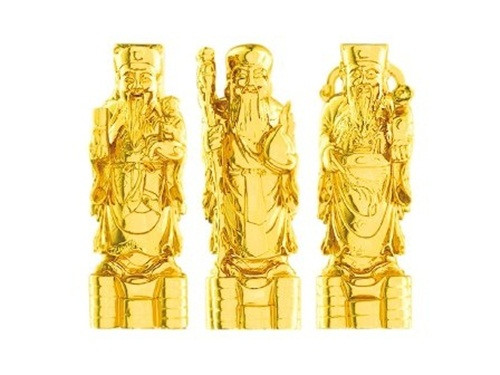 Ngày vía Thần Tài năm nay, Công ty vàng bạc đá quý Sài Gòn (SJC) ra mắt bộ tượng 3D Phúc – Lộc – Thọ với trọng lượng 6 chỉ/bộ. Ảnh: SJC.