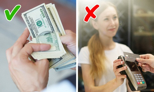 Dùng tiền mặt. Thẻ tín dụng được coi là con dao hai lưỡi. Vì vậy những người có kế hoạch chi tiêu thích sử dụng tiền mặt hơn. Thẻ tín dụng khiến bạn tiêu tiền như nước.