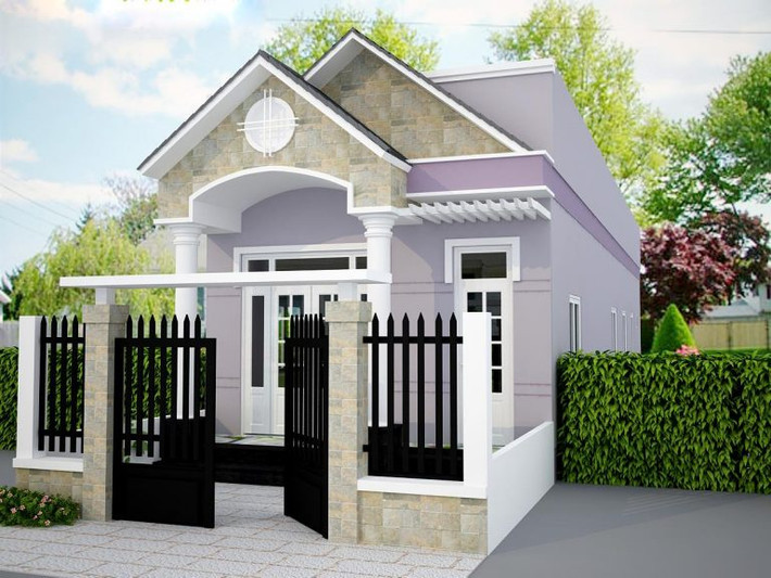 Nhà phố nhỏ xinh được bao bọc bởi không gian xanh tươi mát. Ảnh: Kientrucsuvietnam.