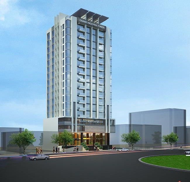 Chung cư thương mại Quang Nguyễn do Công ty Cổ phần TVXD & Đầu tư Quang Nguyễn là dự án căn hộ cao cấp được xây dựng trên quy mô 1.000 m2 với 18 tầng cao, gồm 51 căn hộ và 2 căn penthouse. Ảnh: Homedy.