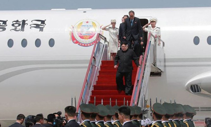 Theo đài KBS của Hàn Quốc, nhiều khả năng ông Kim Jong-un dùng chuyên cơ riêng Chammae-1 (hay Chim ưng 1) cho chuyến công du tới Việt Nam lần này. Ảnh: KBS.
