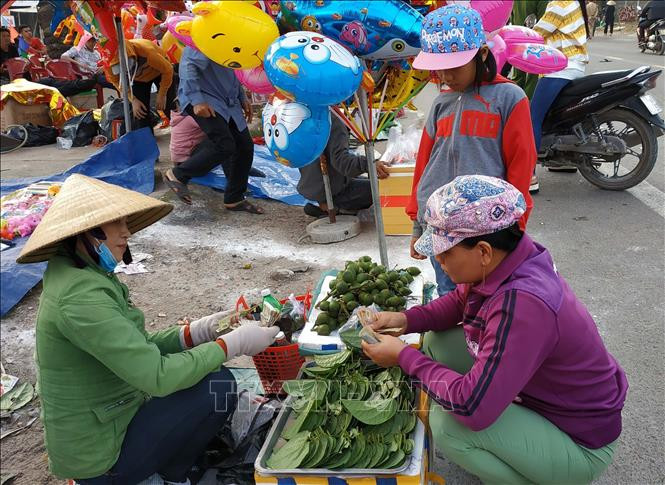 Hội chợ Gò – Trường Úc (thị trấn Tuy Phước, Bình Định) nổi tiếng là phiên chợ chỉ họp một lần duy nhất vào sáng mùng 1 Tết hàng năm. Ảnh: TTXVN.