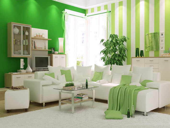 Màu xanh lá cây tượng trưng cho mệnh Mộc, vì vậy nếu chủ nhà mang mệnh Mộc thì cần sơn tường và trang trí nhà với nội thất điểm màu xanh lá.