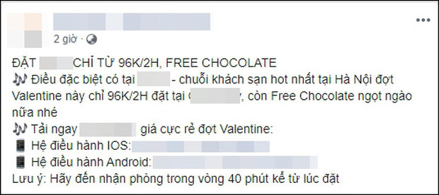 Để thu hút khách ngày Valentine, nhiều khách sạn đưa ra khuyến mãi, quà tặng như socola hay "đồ chơi tình yêu".