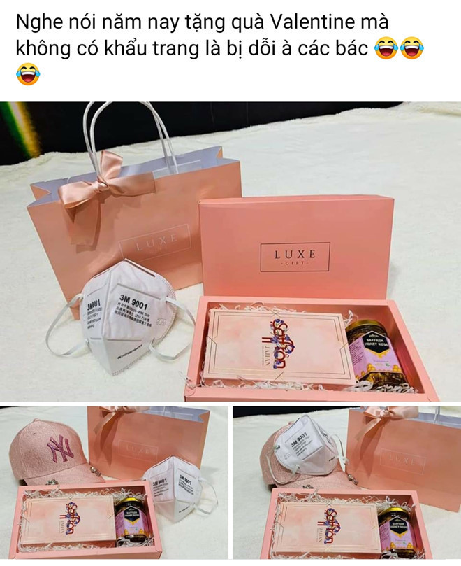 Trên chợ mạng, nhiều người gợi ý quà Valentine năm nay tốt nhất là những chiếc khẩu trang y tế, xà phòng, nước rửa tay...