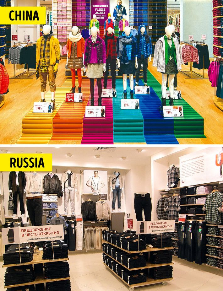 Uniqlo có một đội ngũ các chuyên gia có nhiệm vụ phân tích thói quen mua sắm của các quốc gia trên thế giới, từ đó xây dựng chiến dịch marketing phù hợp, từ màu sắc cho tới size quần áo.