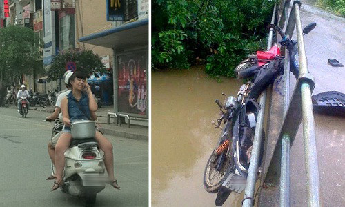 Hàng ngày, không ít lần bạn bắt gặp những hình ảnh hài hước về giao thông Việt Nam như thế này.