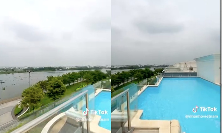 Từ trên sân thượng của ngôi nhà có thể nhìn ra thẳng ra khu vực sông Sài Gòn.