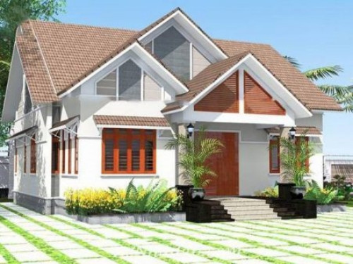 Nhà mái thái cấp 4 thiết kế đẹp mắt với không gian mặt sàn chính và gác lửng tiện lợi. Phần gác lửng vừa tiết kiệm diện tích vừa tăng không gian sử dụng. Ảnh: Wedo