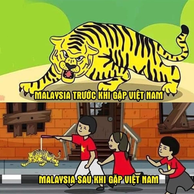 Bức ảnh chế bóng đá U23 Malaysia trước và sau khi gặp U23 Việt Nam được netizen truyền tay nhau.