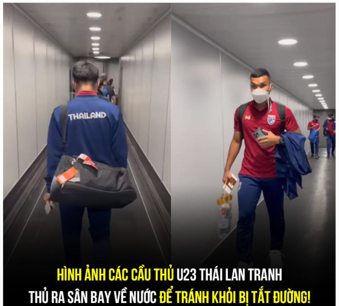 Bức ảnh chế U23 Thái Lan tranh thủ ra sân bay về nước trước khi tắc đường được dân mạng Việt truyền tay nhau.