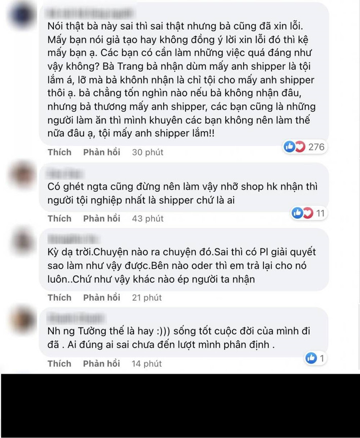 Nhưng liên tiếp suốt thời gian qua không biết cá nhân nào đã và đang liên tiếp dùng hình ảnh, địa chỉ, tên của Trang để đặt hàng giao đến shop. Vật dụng cá nhân, đồ ăn, trà sữa đủ thứ. Nếu là đồ ăn rõ nguồn gốc Trang sẽ nhận. Nhưng có những đồ gửi đến mà bản thân Trang không biết nó là gì, từ đâu, ai gửi? Làm sao Trang dám nhận và sử dụng. Tội nhất là mấy anh shipper!!!" Hot girl Trang Nemo nói thêm.