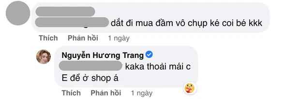 Khi được netizen hỏi chụp ké với chiếc xe, hot girl Nguyễn Hương Trang đã vui vẻ trả lời: "Thoải mái chị. Em để ở shop á".