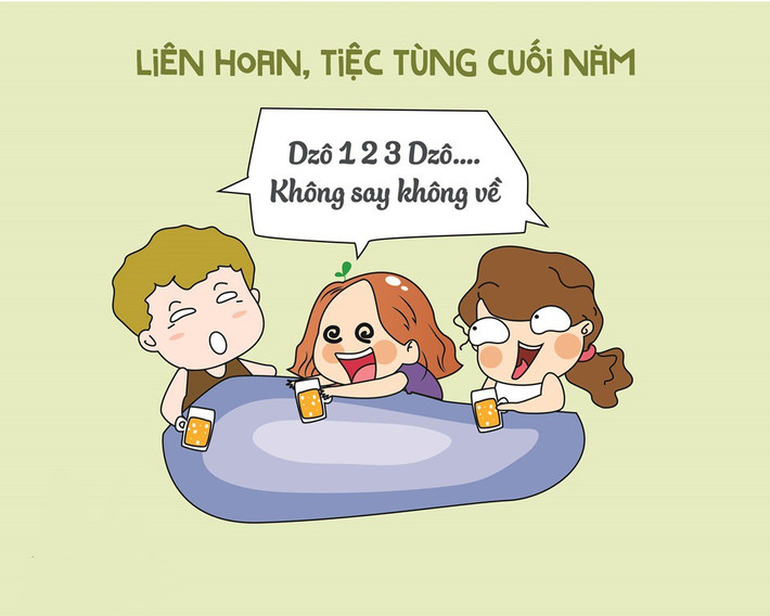 Năm hết Tết đến, công ty, cơ quan nào cũng tổ chức tiệc tất niên, nhưng khổ nỗi cuộc vui nào mà chẳng có rượu, bia và chúc tụng nhau đến say xỉn.