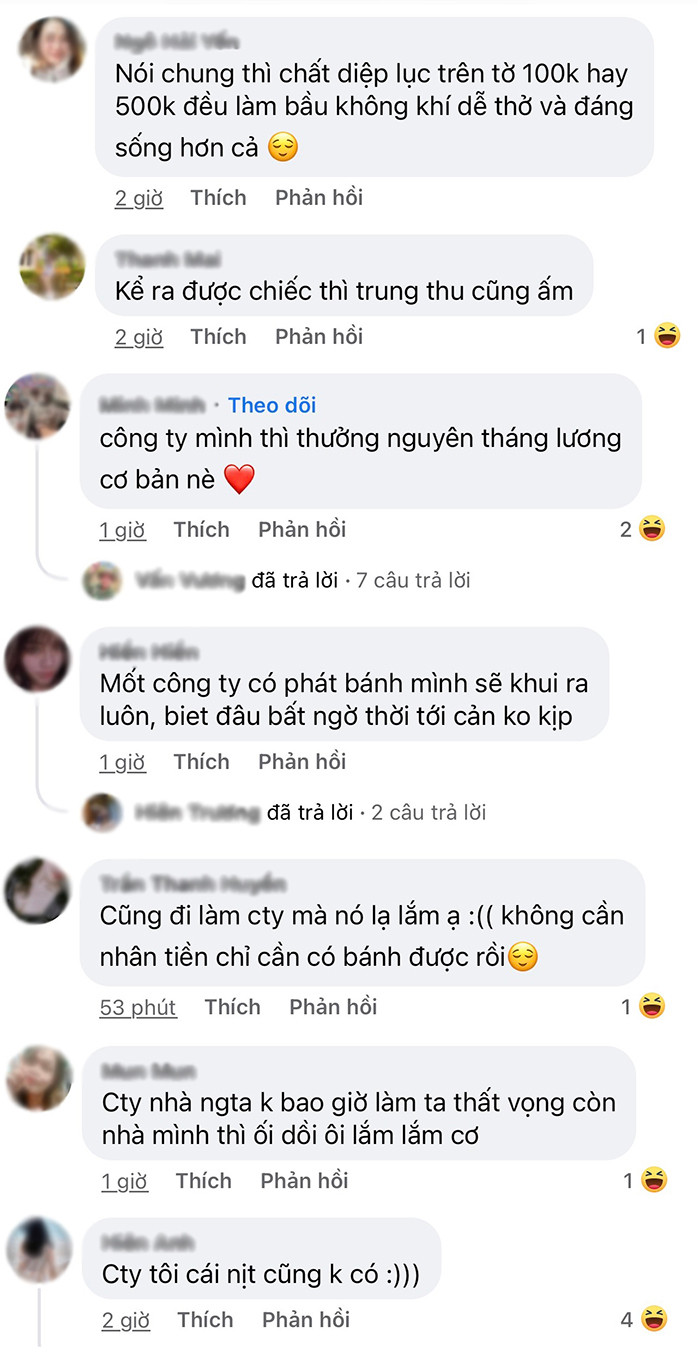 Nhiều người xuýt xoa ngưỡng mộ các thành viên trong công ty được tặng quà trung thu sớm lại còn rất thiết thực, ý nghĩa.