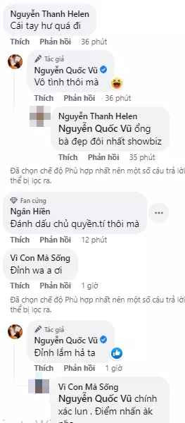 Dưới bài viết, cư dân mạng không quên nhắc nhở CEO Nguyễn Quốc Vũ: "Cái tay hư quá đi". Đáp lại, ông xã nữ đại gia Đoàn Di Băng cho biết mình chỉ là lỡ tay mà thôi.