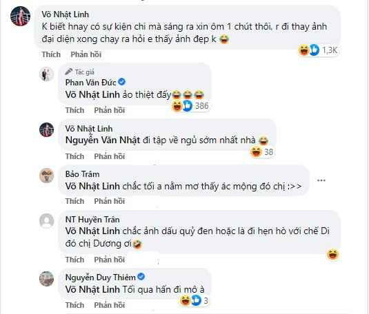 Đặc biệt, dân mạng còn vô cùng thích thú trước bình luận của bà xã Võ Nhật Linh. Cô nàng bất ngờ tiết lộ chi tiết “siêu nịnh vợ” của cầu thủ câu lạc bộ Sông Lam Nghệ An: “Không biết hôm nay có sự kiện gì mà sáng ra xin ôm 1 chút thôi, rồi thay ảnh đại diện xong chạy ra hỏi em thấy ảnh đẹp không”.
