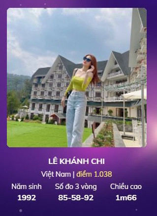 Có nhan sắc nổi bật trong các thí sinh, Khánh Chi thu hút sự chú ý của nhiều người hâm mộ. Người đẹp xứ Nghệ có thân hình chuẩn chỉnh với chiều cao 1m66, số đo 3 vòng lần lượt là 85 – 58 – 92.
