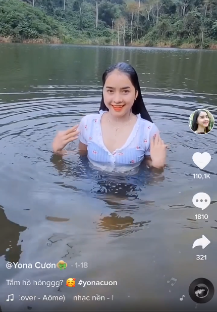 Yona Cươn cho biết: "Nếu mọi người theo dõi em thì biết trước đây em từng đăng nhiều clip tắm hồ rồi, dù ai có "gạch đá" thì em vẫn đăng nếu thích chứ không thấy có vấn đề gì. Yona thì không biết bơi đâu nên chỉ lội xuống hồ tắm và nhảy nhót chút cho vui thôi. Và tất cả các clip của em đều do bố mẹ quay, giữa bố mẹ với Yona không hề có một chút khoảng cách nào nên không có gì phải ngại hết...