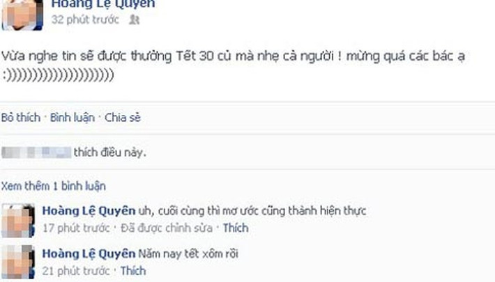 Tuy nhiên không phải ai cũng biết khoe thưởng Tết đúng cách. Một số bạn trẻ gần như "tự sướng", khoe khoang một cách quá lố về tiền thưởng nhằm mục đích khiến cho người khác phải ghen tị hoặc nể phục.