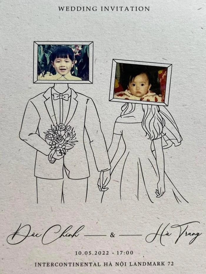 Mới đây, tấm thiệp cưới của cặp đôi Hà Đức Chinh và Mai Hà Trang được chia sẻ lên mạng xã hội.