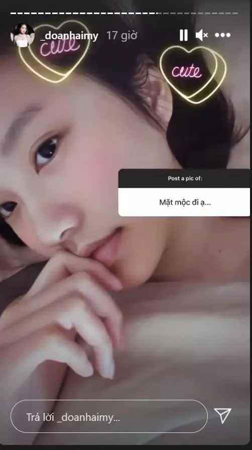Từ những khoảnh khắc bị đào xới lại cho thấy, Hải My sở hữu làn da căng bóng, mịn màng.