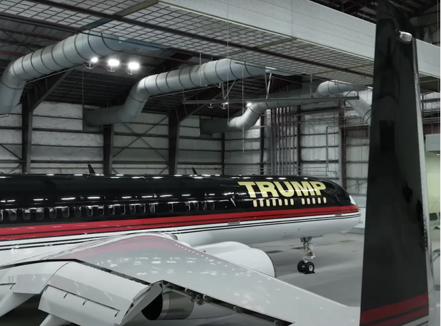 Chiếc máy bay của ông Trump vẫn được sơn màu đen với hình ảnh lá cờ Mỹ ở đuôi. Ảnh: Getty