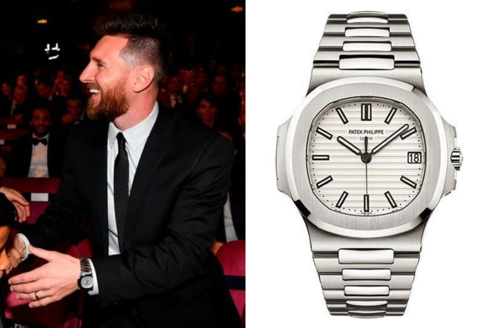 Năm 2017, Messi đeo chiếc Patek Philippe Nautilus Ref bằng thép không gỉ đã ngừng sản xuất, giá khoảng 185.000 USD. Ảnh: Wristenthusiast